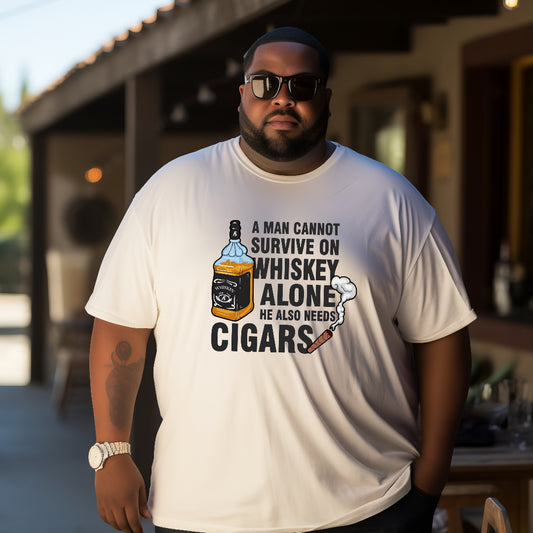 A man cannot survive on whiskey Alone ( Men's T-Shirt)