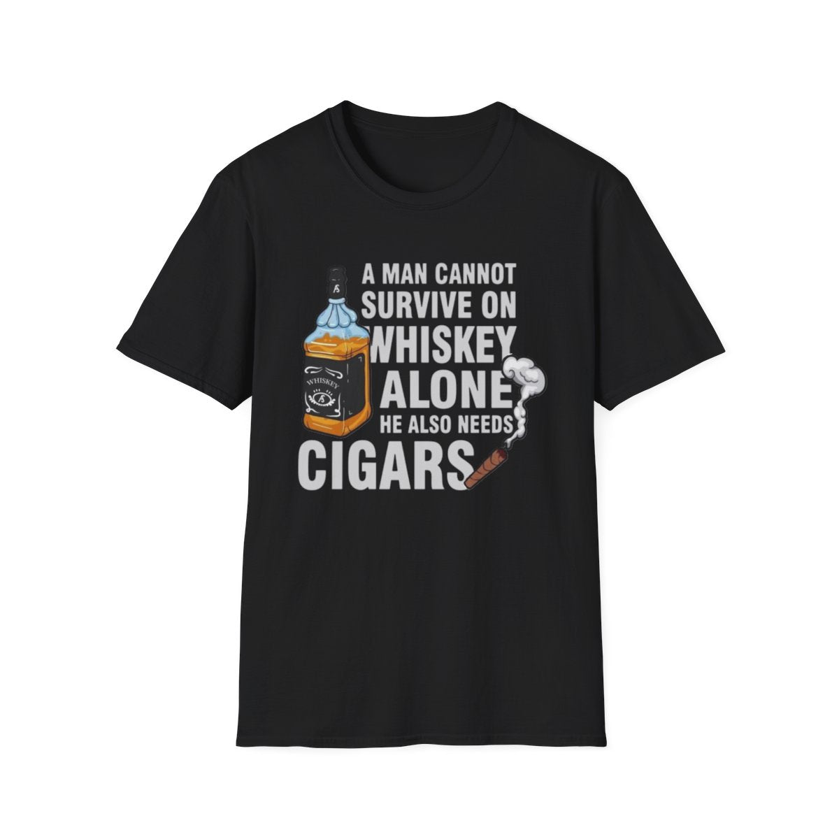 A man cannot survive on whiskey Alone ( Men's T-Shirt)