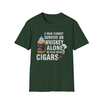 A man cannot survive on whiskey Alone ( Men's T-Shirt)