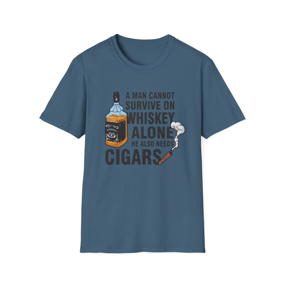 A man cannot survive on whiskey Alone ( Men's T-Shirt)