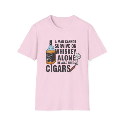 A man cannot survive on whiskey Alone ( Men's T-Shirt)