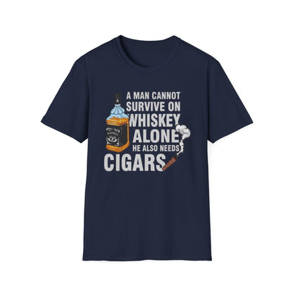 A man cannot survive on whiskey Alone ( Men's T-Shirt)