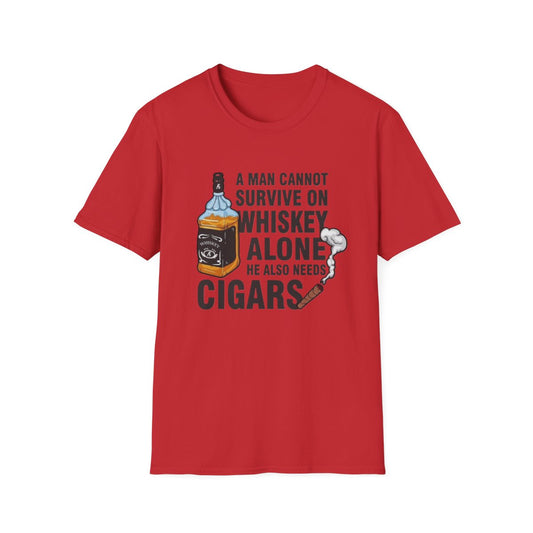 A man cannot survive on whiskey Alone ( Men's T-Shirt)