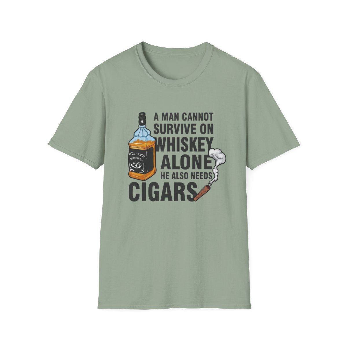A man cannot survive on whiskey Alone ( Men's T-Shirt)