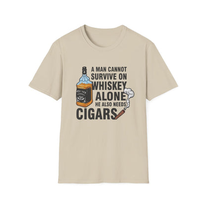 A man cannot survive on whiskey Alone ( Men's T-Shirt)