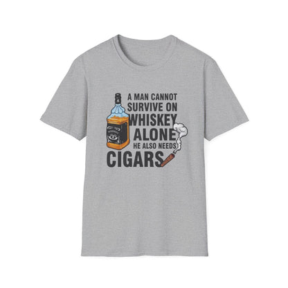 A man cannot survive on whiskey Alone ( Men's T-Shirt)